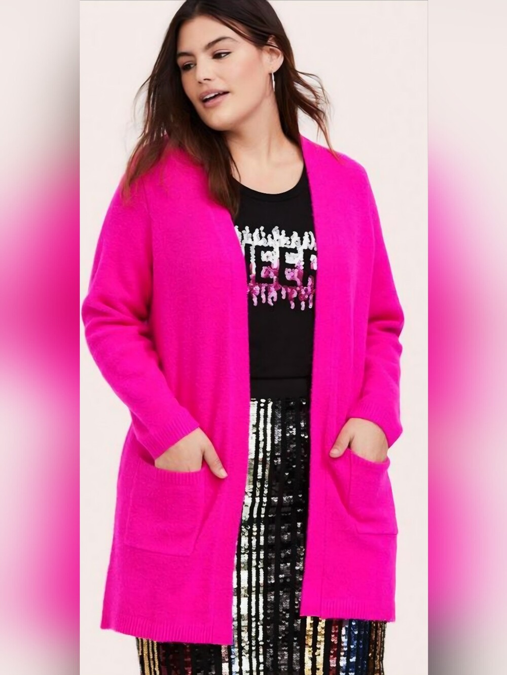 Torrid Pink Open-Front Women's Cardigan